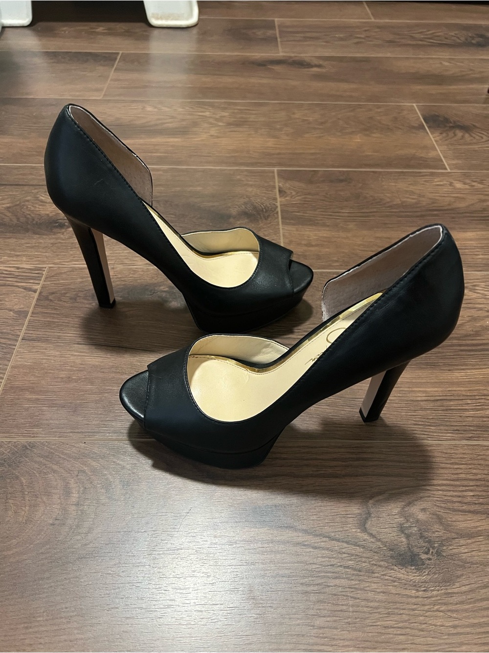 Jessica Simpson Black Peep-Toe Stiletto Pumps